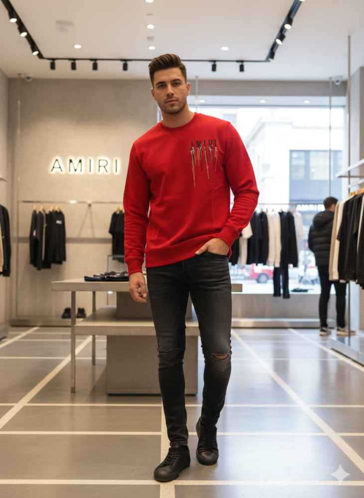 Amiri Red Premium Quality Sweatshirt-thumb-0