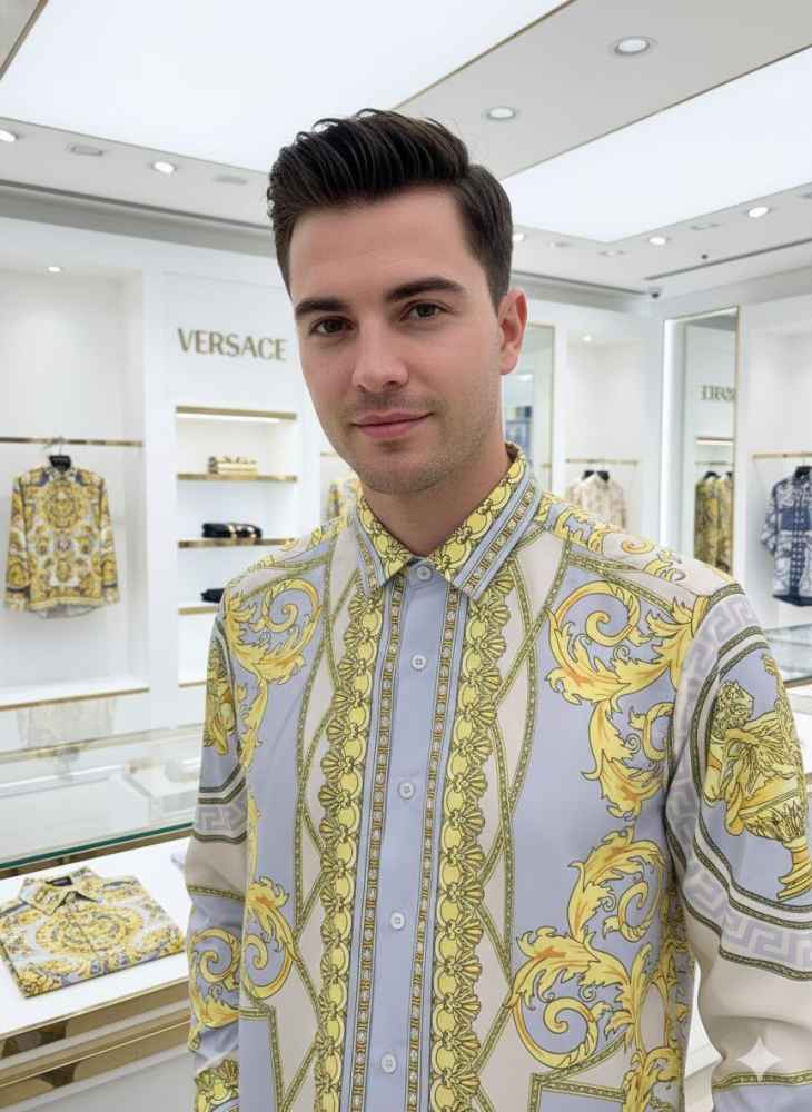 Versace Grey Premium Quality Cotton Shirt-1