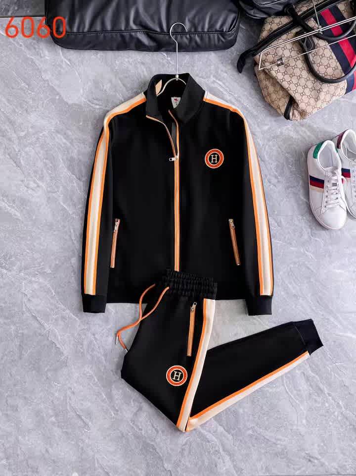 Hermes Embroidered logo Black Premium Tracksuit-2