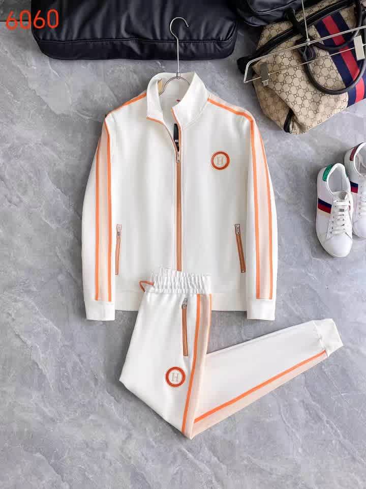 Hermes Embroidered logo White Premium Tracksuit-3