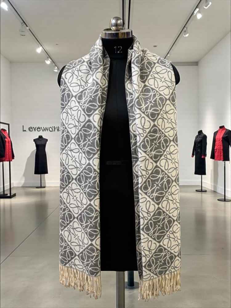 Loewe Anagram Beige Woollen Stole-thumb-1