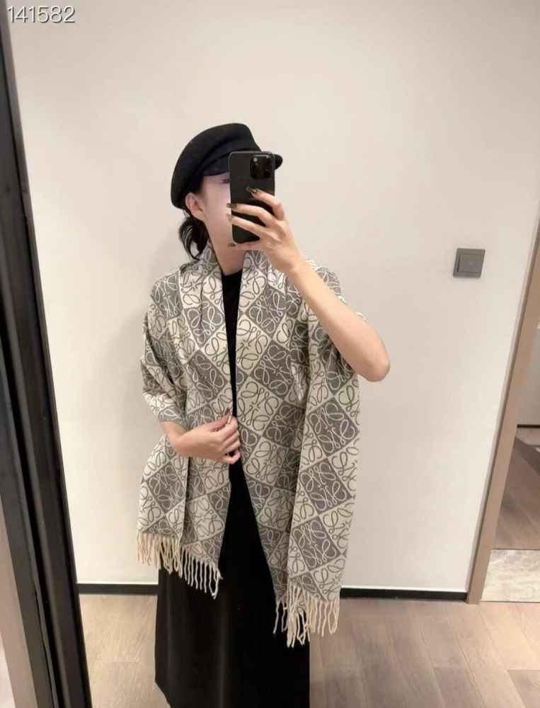 Loewe Anagram Beige Woollen Stole-thumb-0