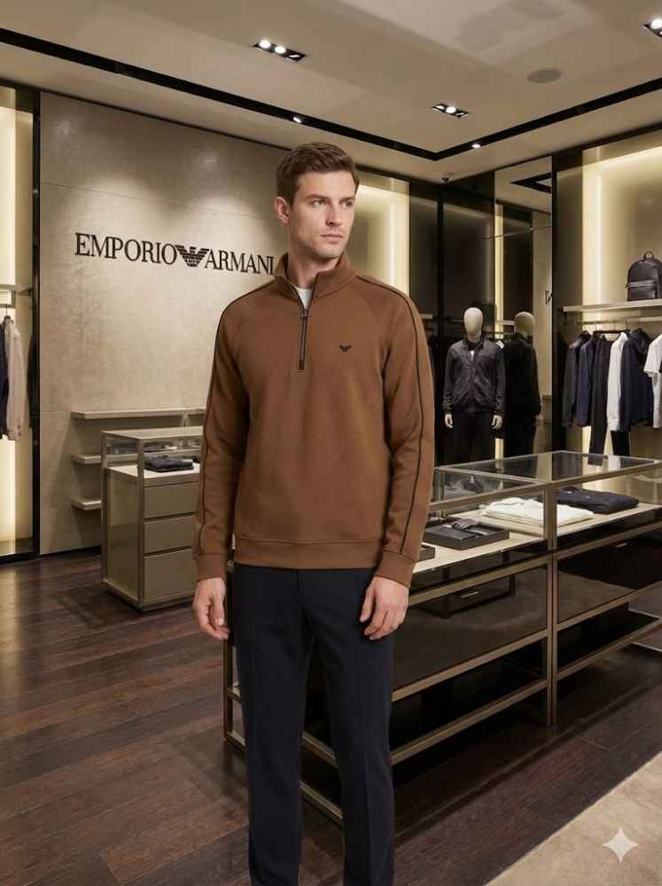 Emporio Armani Brown Cotton Premium Qaulity Sweatshirt-thumb-0