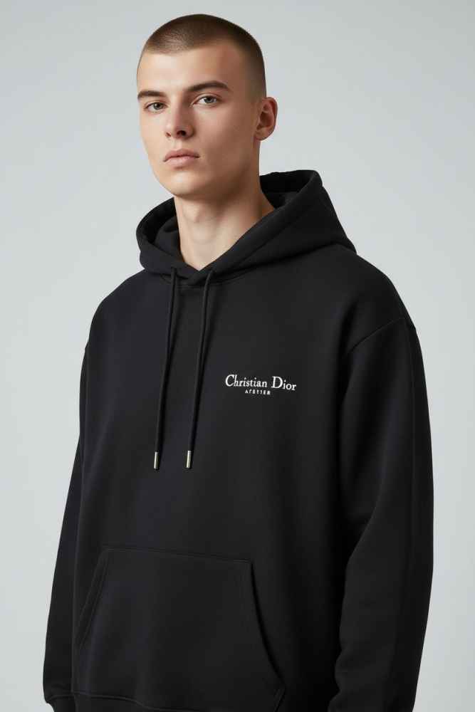 Christian Dior Black Embroidery Logo Premium Quality Hoodie-thumb-1