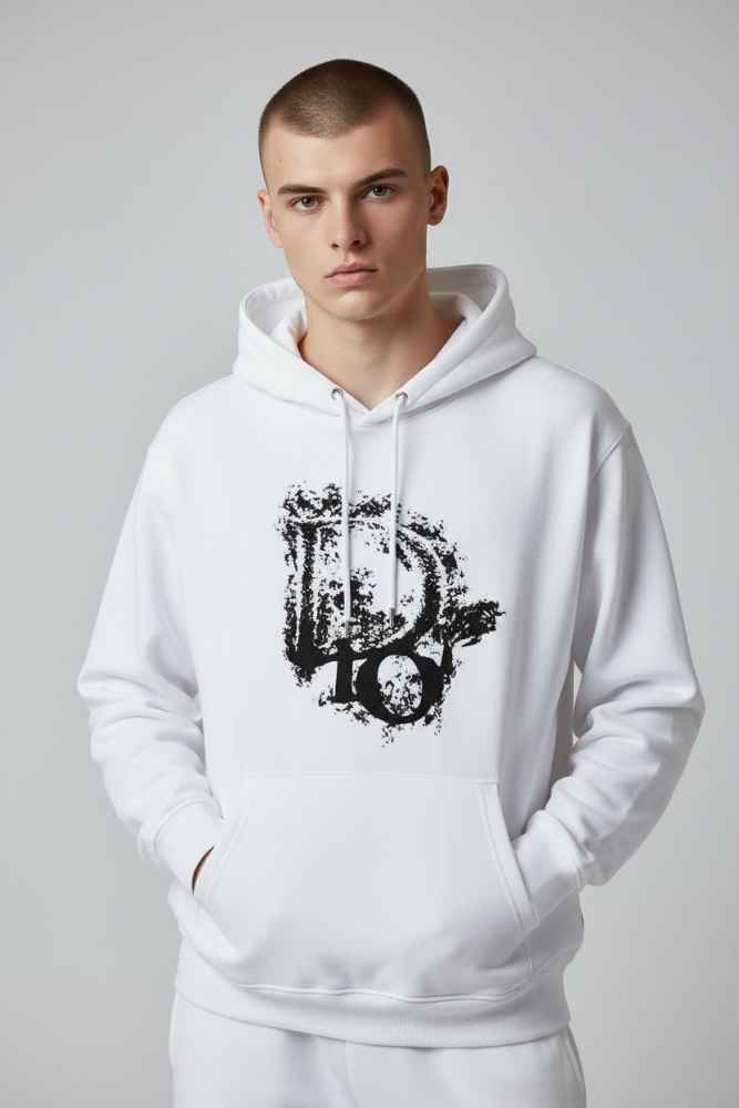 Dior White Embroidery Logo Premium Quality Hoodie-thumb-1