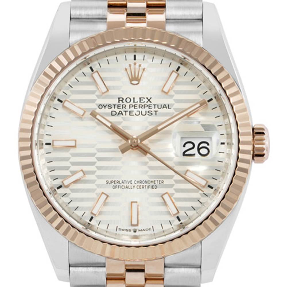 Rolex Datejust Dual Tone Bracelet Everose Rolesor Silver Dial Watch 126231-thumb-1