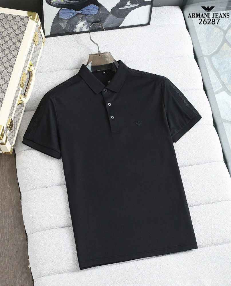 Emporio Armani Black Cotton T-Shirt-thumb-0