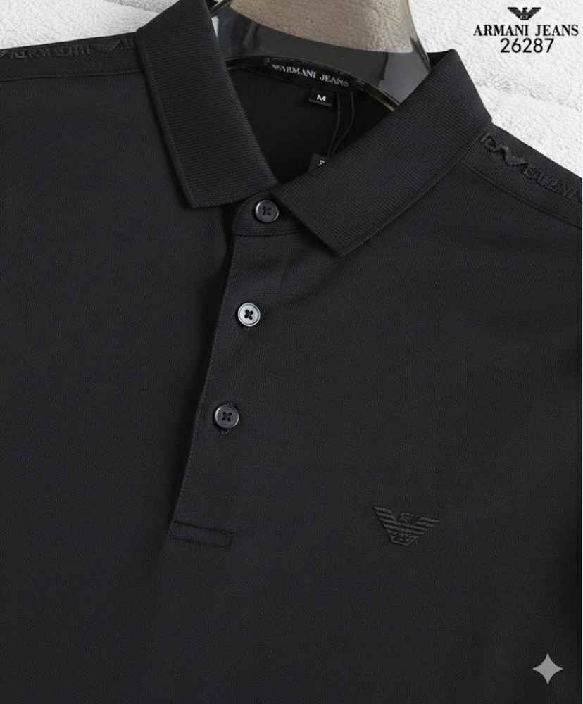 Emporio Armani Black Cotton T-Shirt-thumb-1