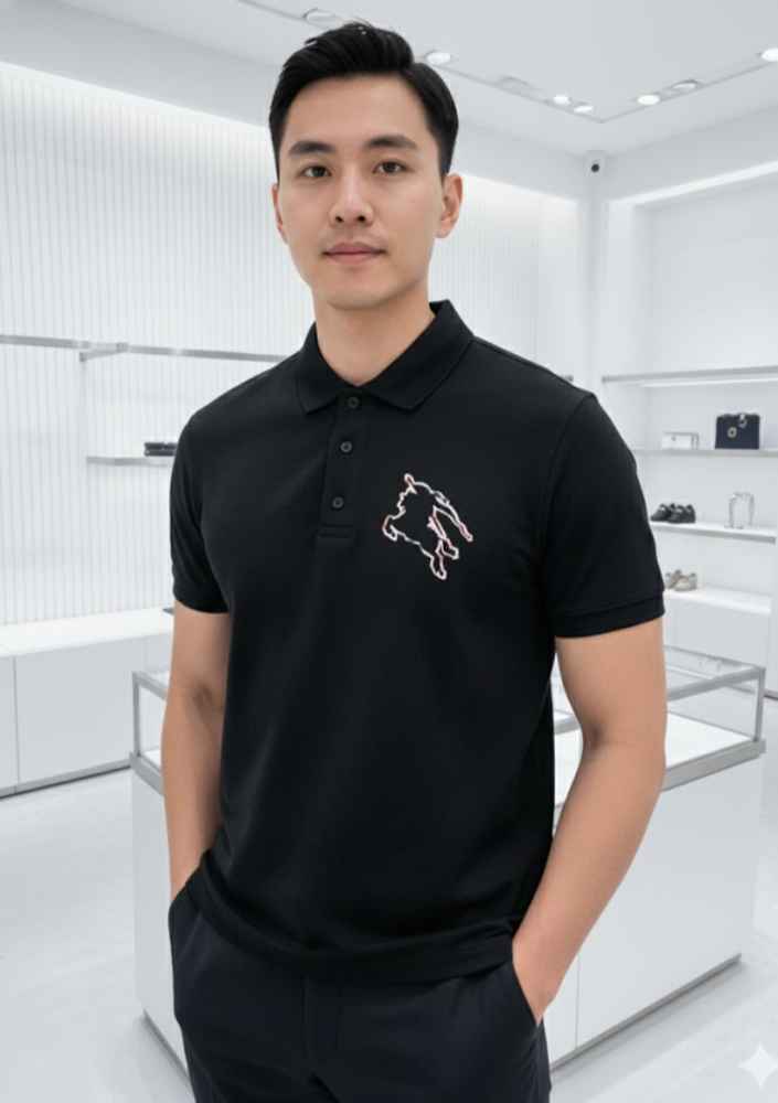 Burberry Black Premium Exclusive Polo T-shirt-thumb-1