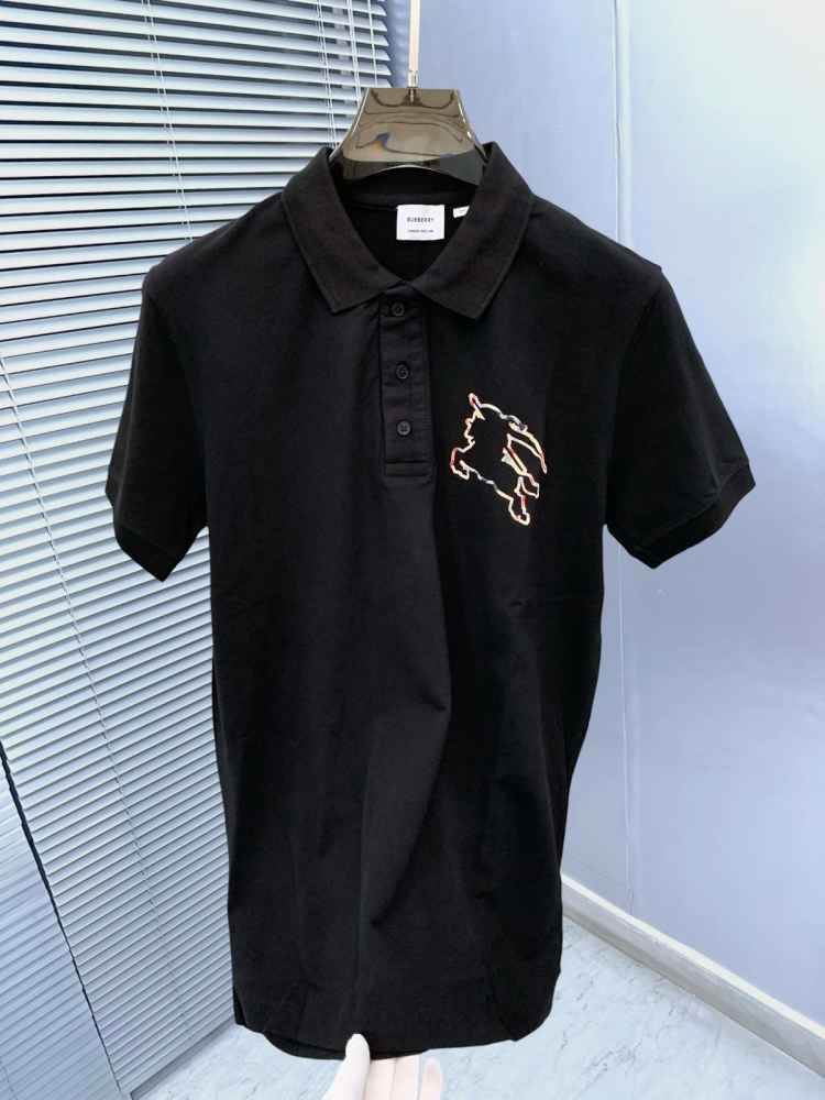 Burberry Black Premium Exclusive Polo T-shirt-thumb-3