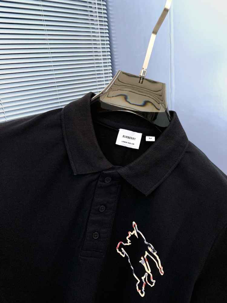 Burberry Black Premium Exclusive Polo T-shirt-thumb-4