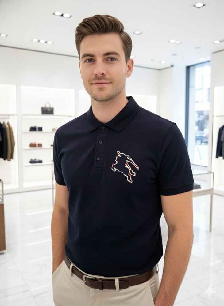 Burberry Blue Premium Exclusive Polo T-shirt-thumb-0