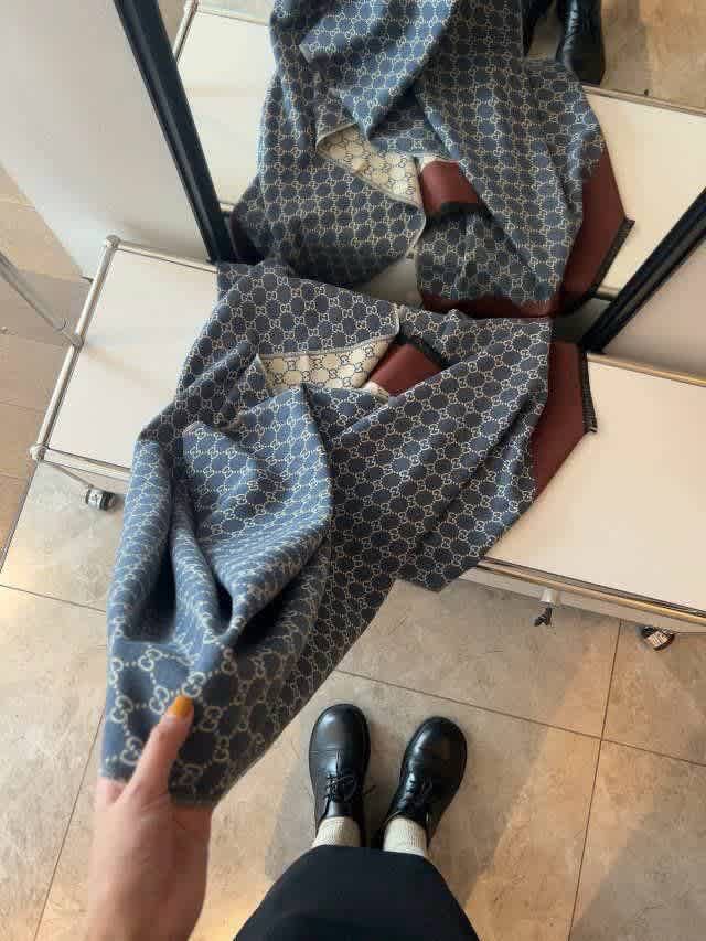 Gucci GG Monogram Warm Blue Woolen Stole-thumb-0