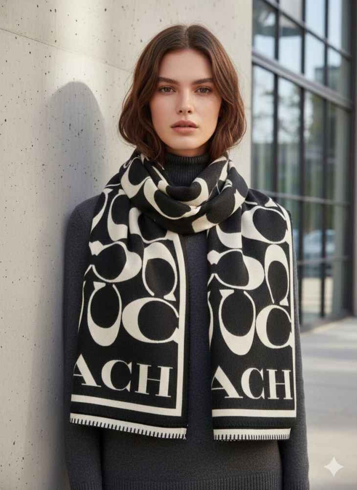 Coach Signature Black C Border Stole-thumb-0