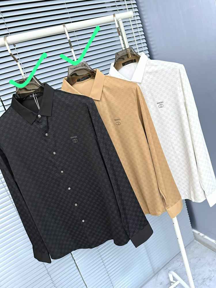 Gucci GG Embroidery Black Stretch Cotton Shirt-thumb-0