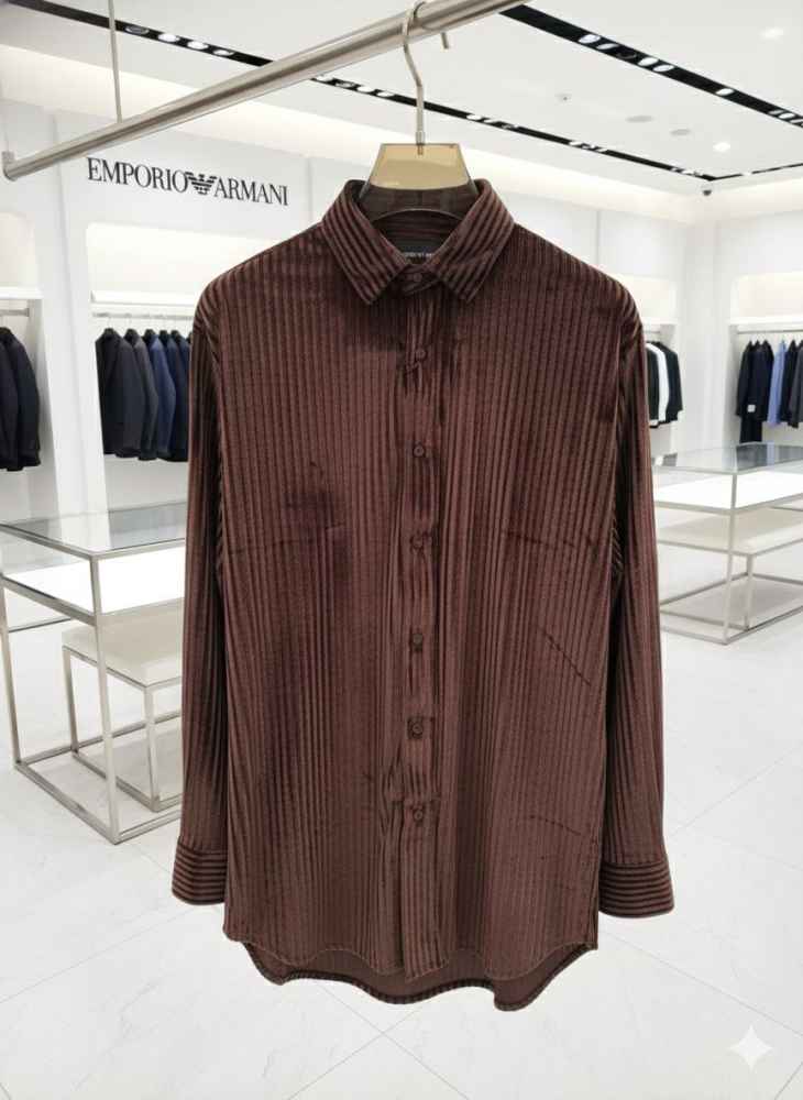 Emporio Armani Dark brown Premium Quality Velvet Shirt-1