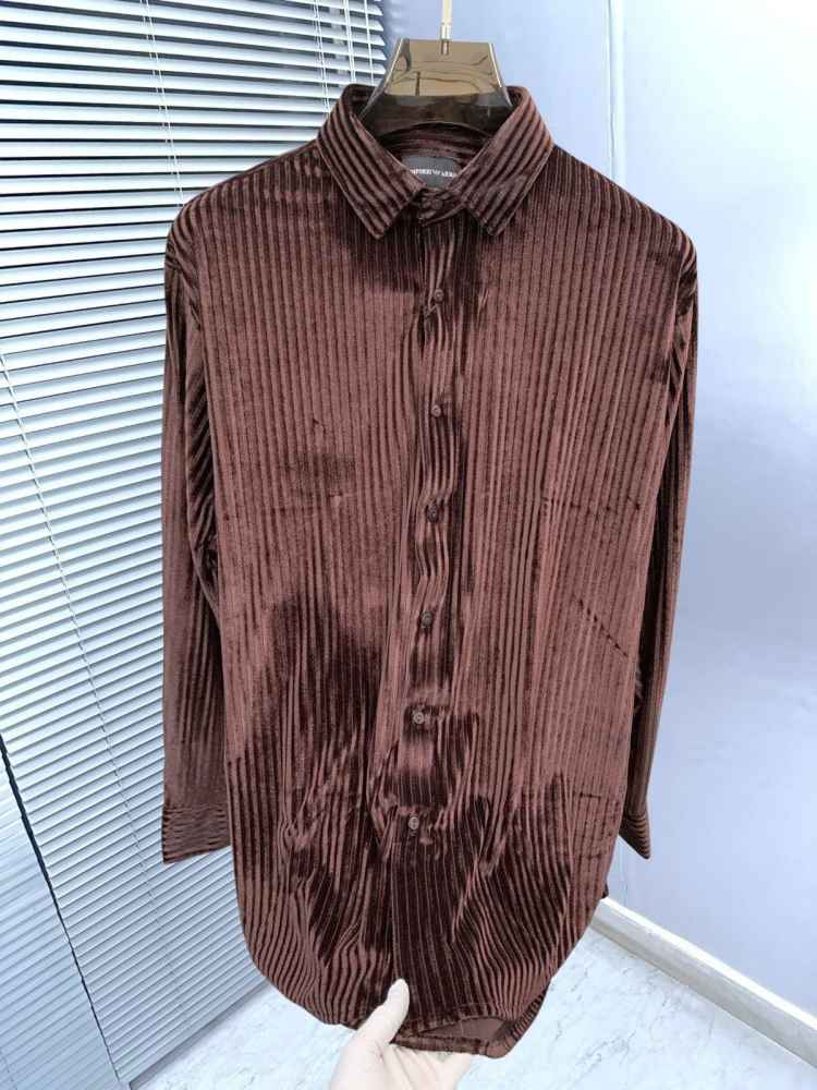 Emporio Armani Dark brown Premium Quality Velvet Shirt-3