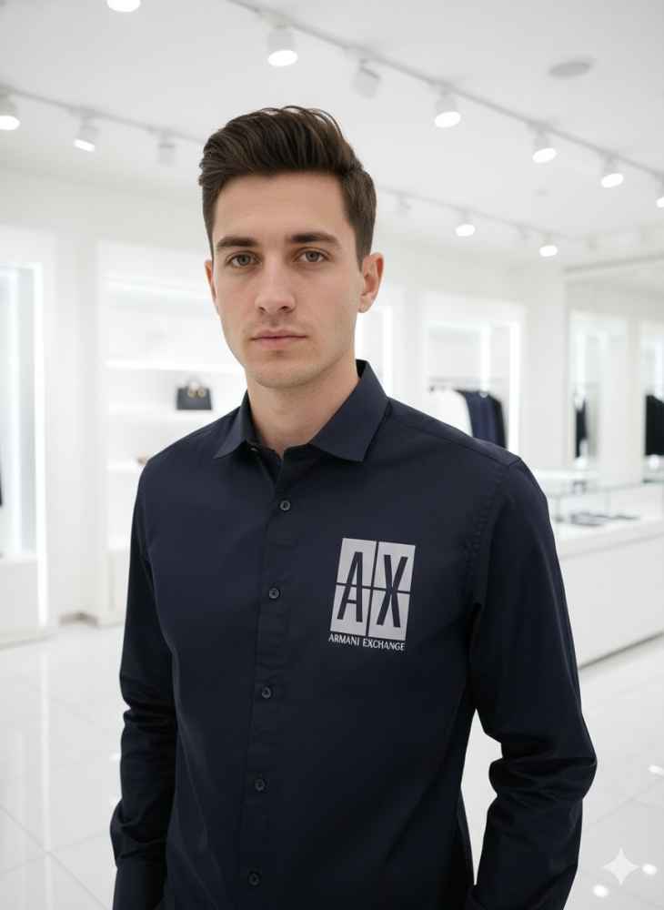 Armani Exchange Blue Premium Qualiy Cotton Shirt-2