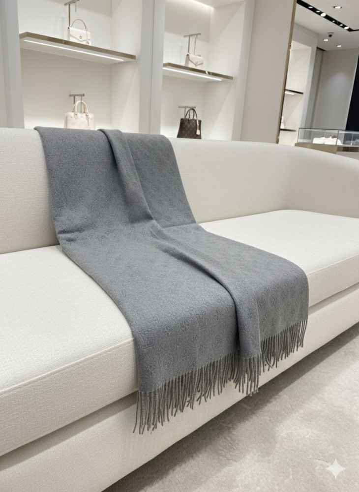 Louis Vuitton Grey Cashmere Reversible Muffler-1