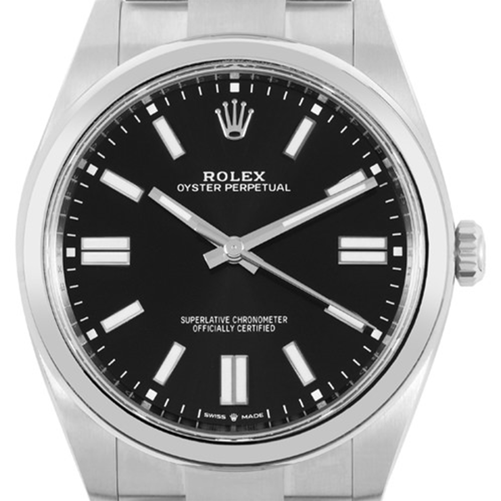 Rolex Oyster Perpetual Bright Black Dial Stainless Steel Strap Watch 124300-thumb-1