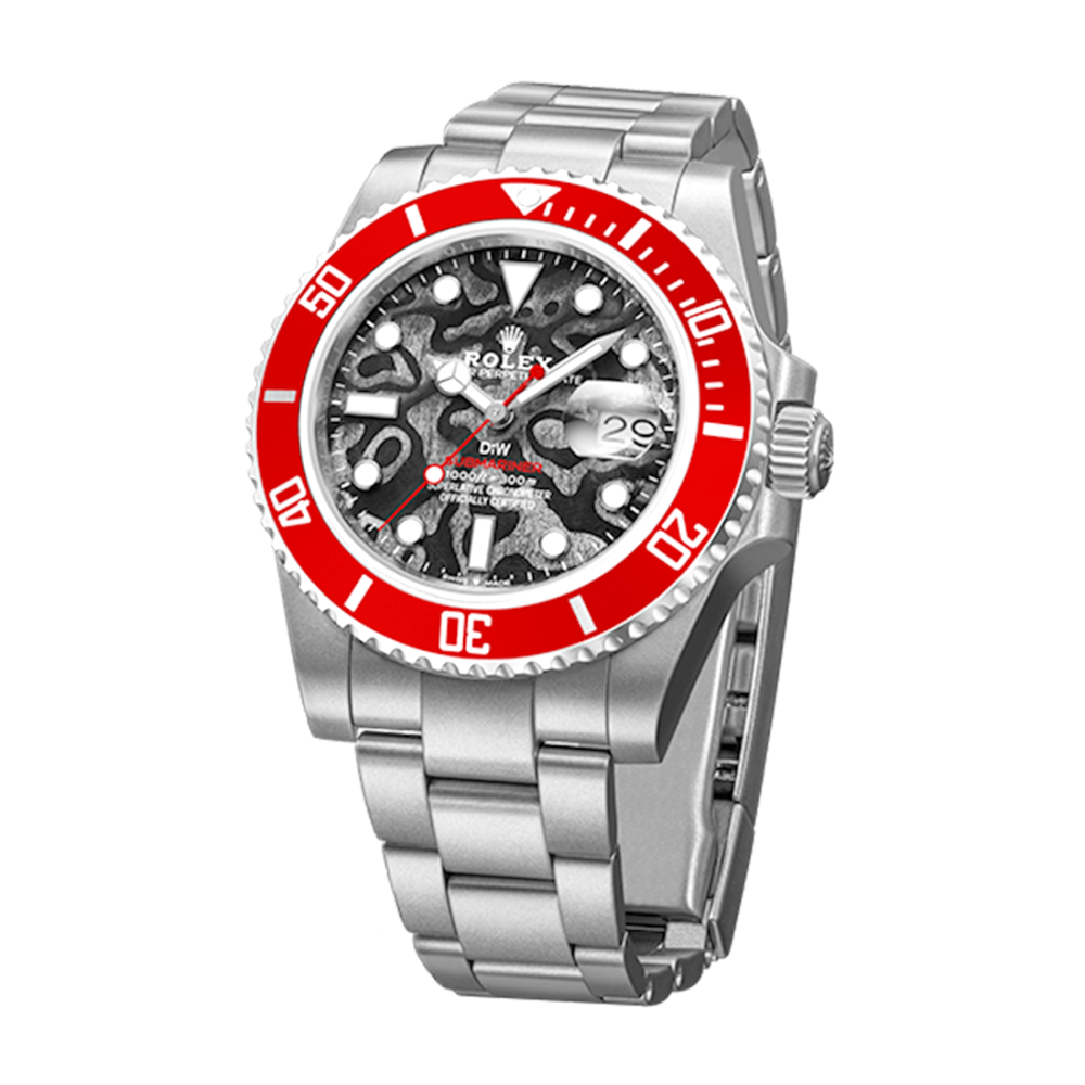 Rolex DIW Submariner Red Pluto Limited Edition Textured Dial Self-Winding Watch 126610-1