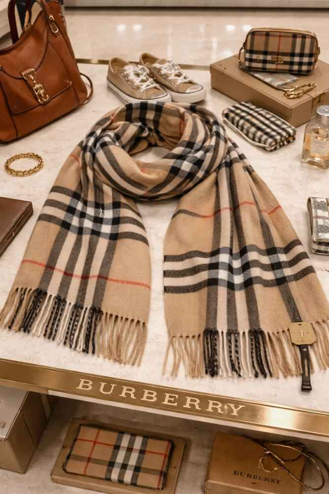 Burberry Check Cashmere Brown Stole-1