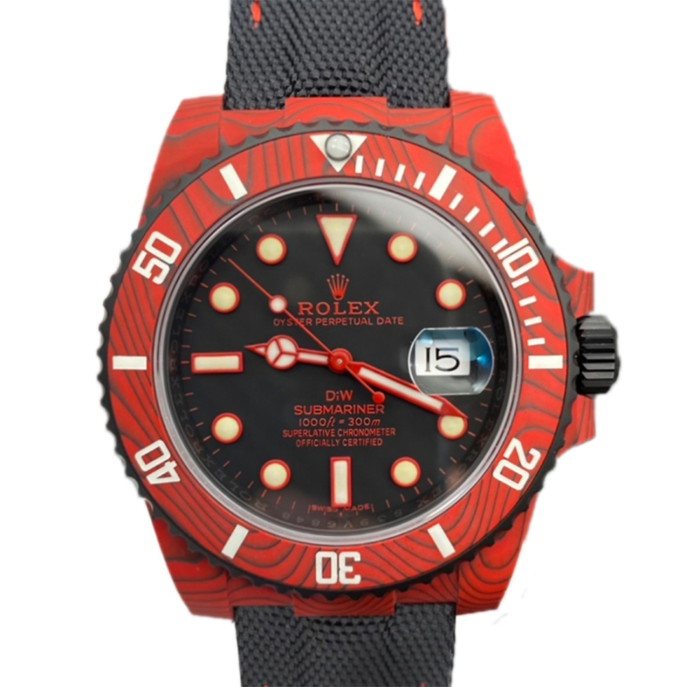 Rolex DiW Submariner Red Carbon Limited Edition Black Dial Mens Watch 126610LN-1