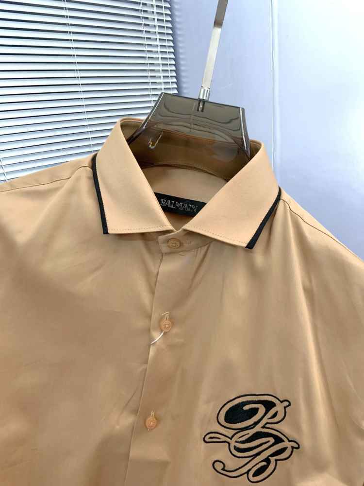 Balmain Embroidered Brown Premium Cotton Shirt-3