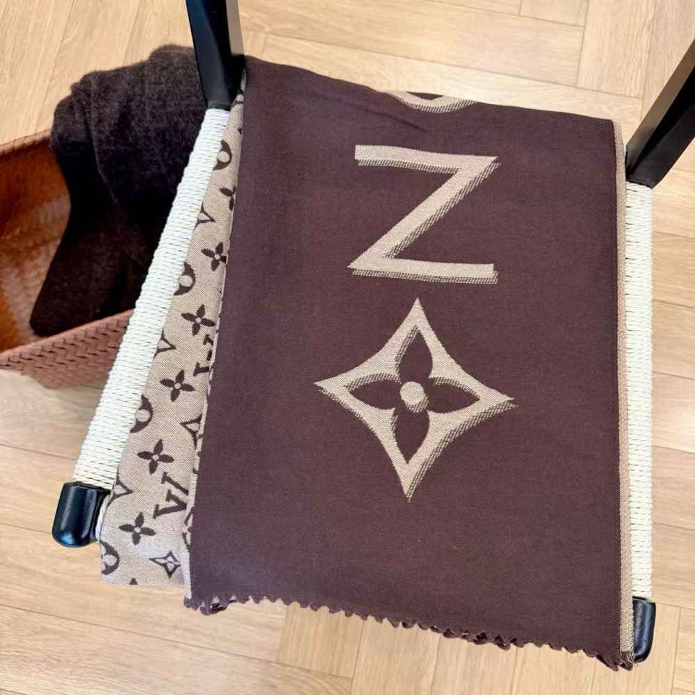 Louis Vuitton Dark Brown Cashmere Reversible Stole-3