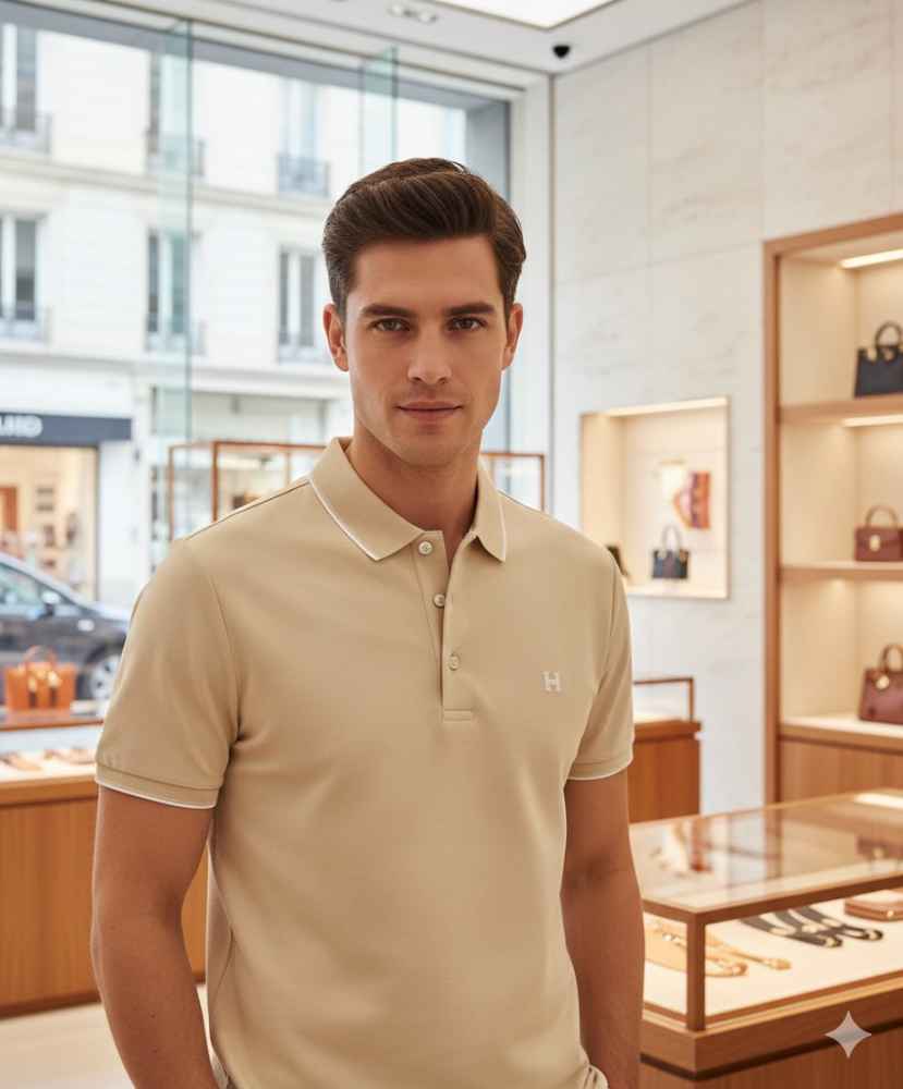 Hermes Beige Premium Quality T-shirt-1