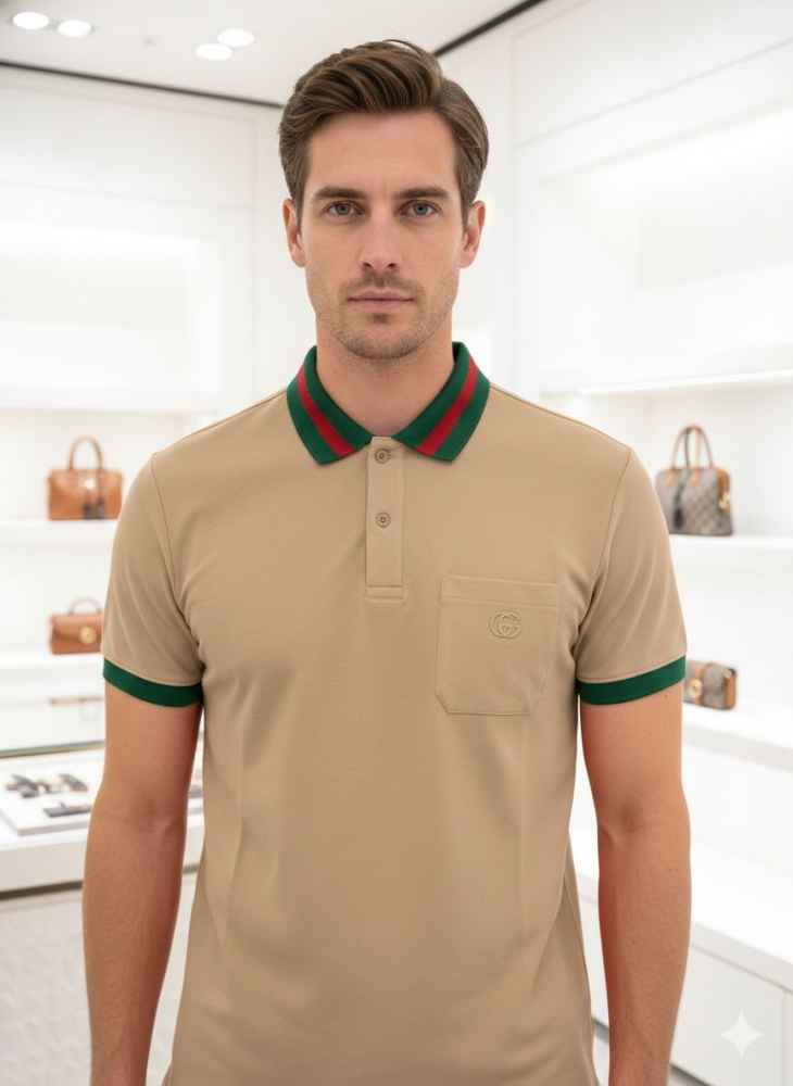 Gucci Cream Premium Quality Polo T-shirt-thumb-0