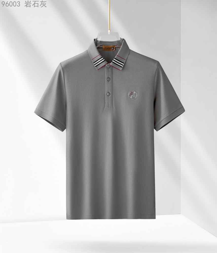Burberry Embroidered logo Grey Premium Polo T-shirt-thumb-0
