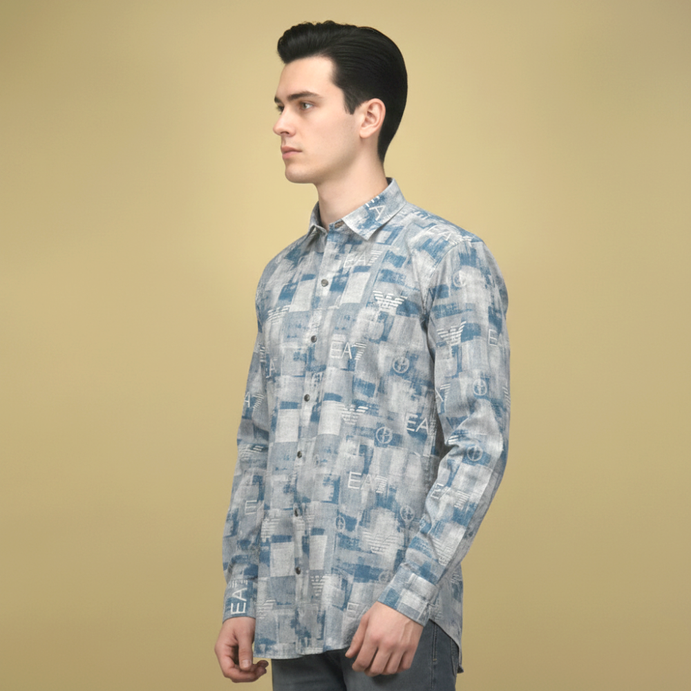Emporio Armani Sky Blue Premium Cotton Shirt-thumb-0