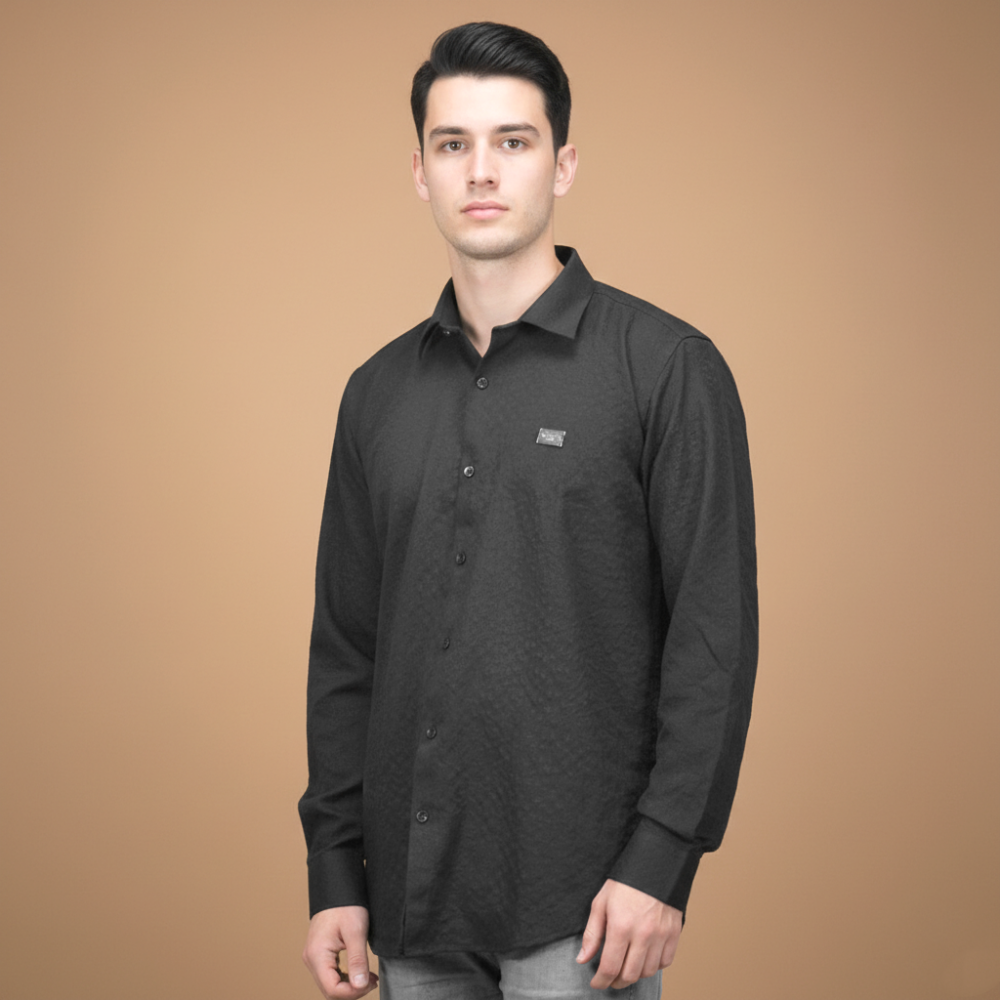 Balmain Paris Black Premium Luxury Cotton Shirt-thumb-0
