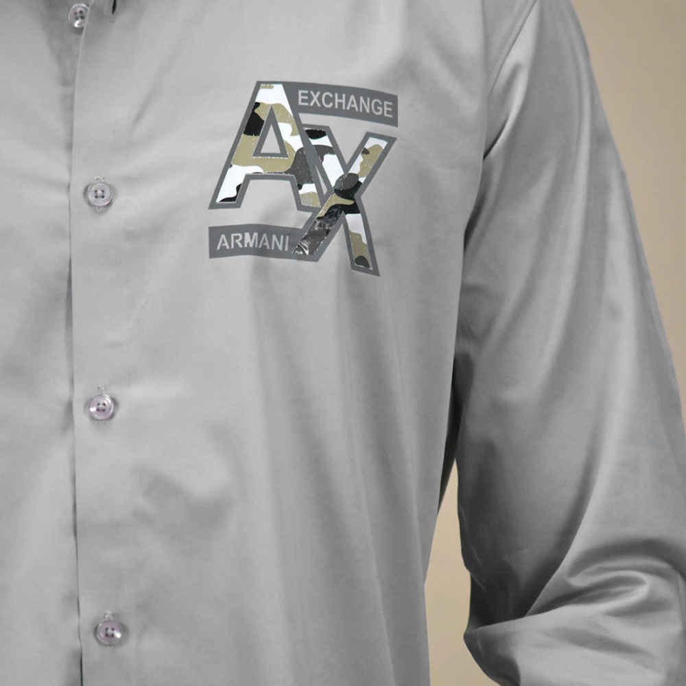Armani Exchange Grey Premium Cotton Shirt-thumb-4