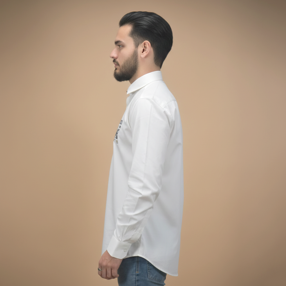 Armani Exchange White Premium Cotton Shirt-thumb-2