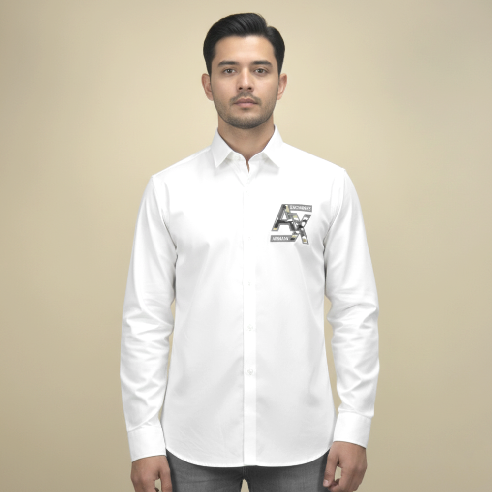 Armani Exchange White Premium Cotton Shirt-thumb-1