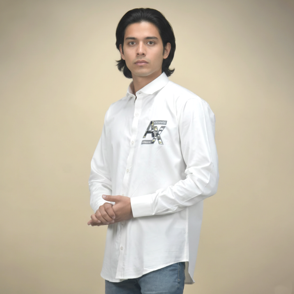 Armani Exchange White Premium Cotton Shirt-thumb-0
