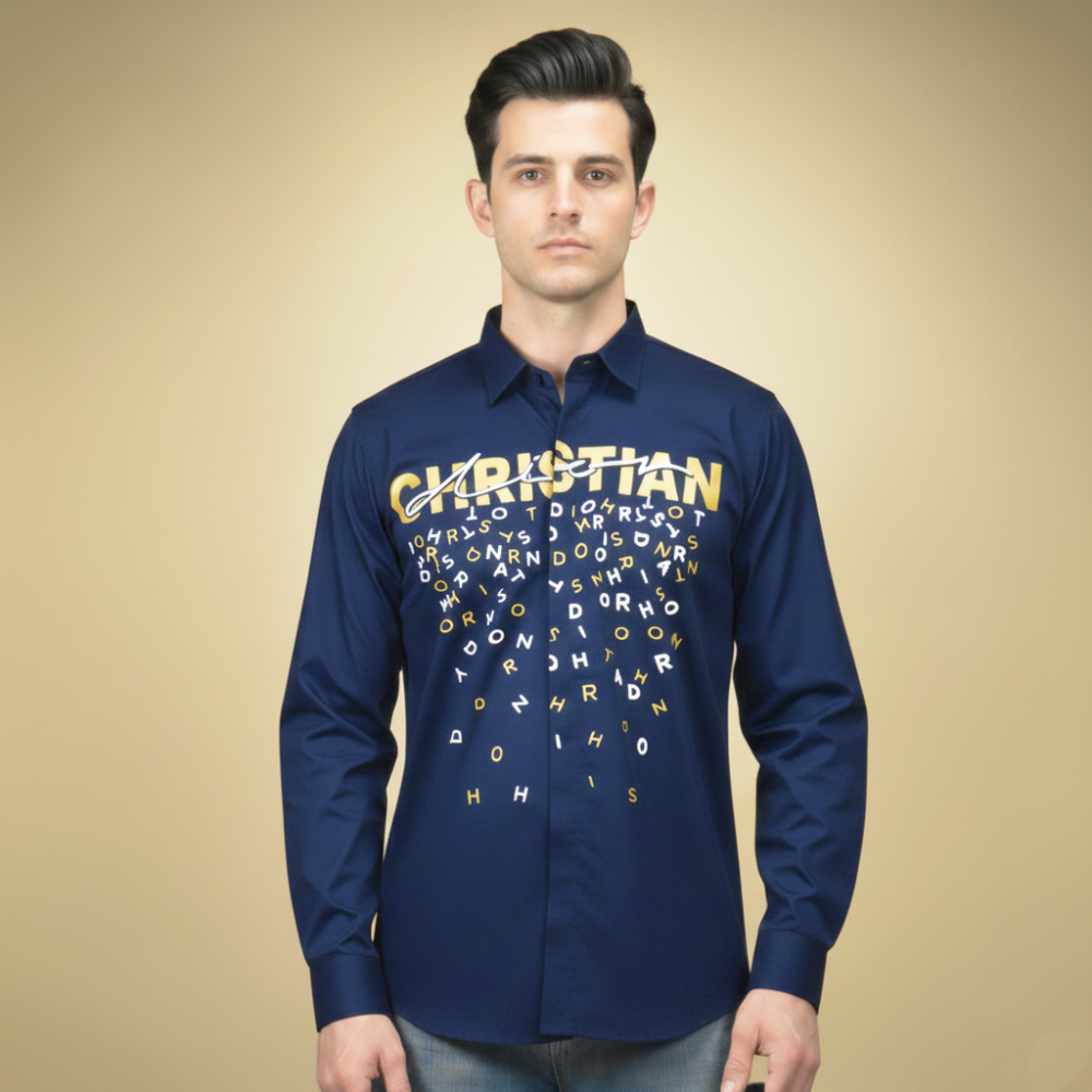 Dior Blue Premium Quality Cotton Shirt-1