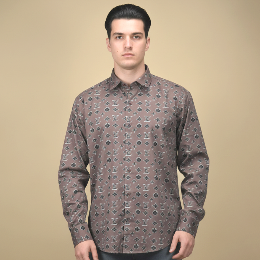 Louis Vuitton Brown Premium Quality Shirt-1