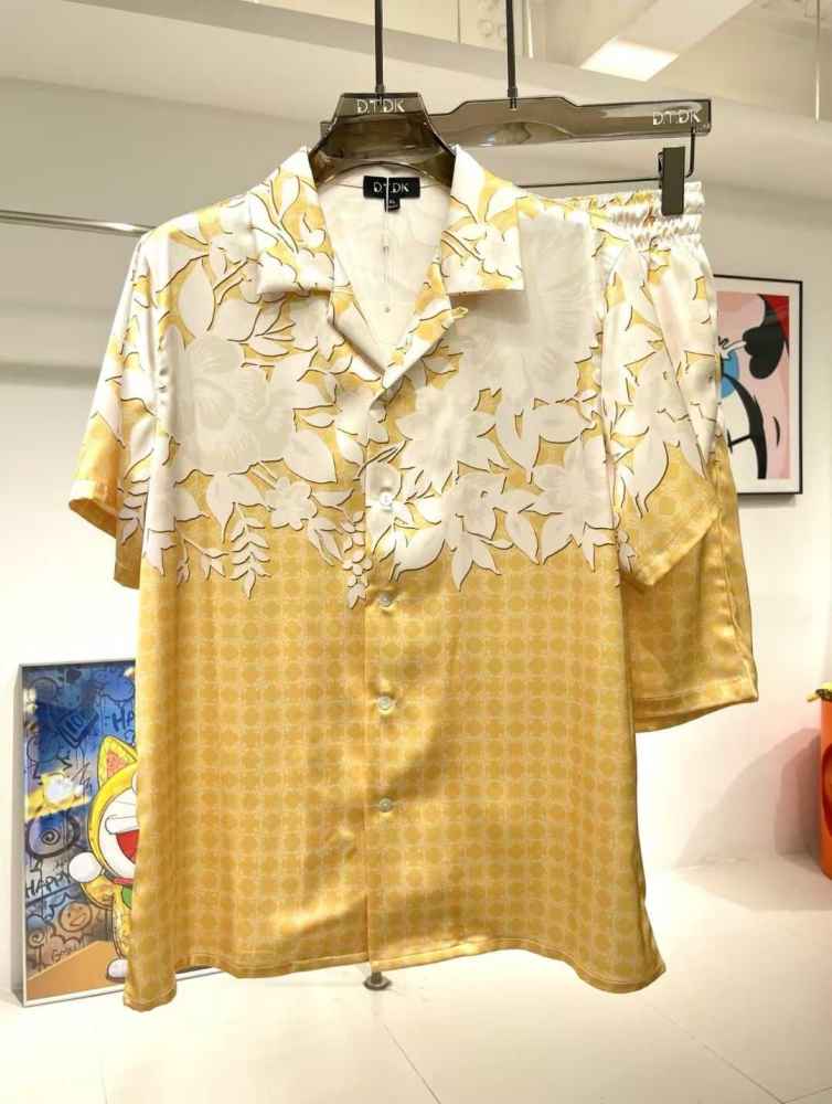 Amiri Yellow Premium Mens Shirt & Shorts Combo-thumb-0