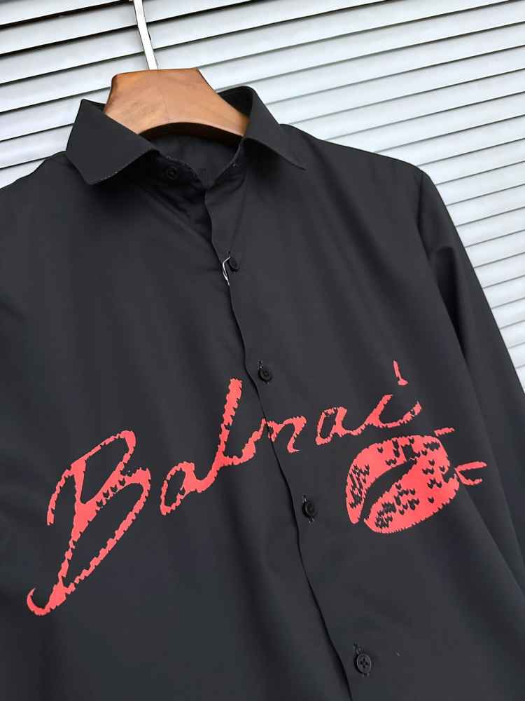 Balmain Embroidered Black Premium Cotton Shirt-2