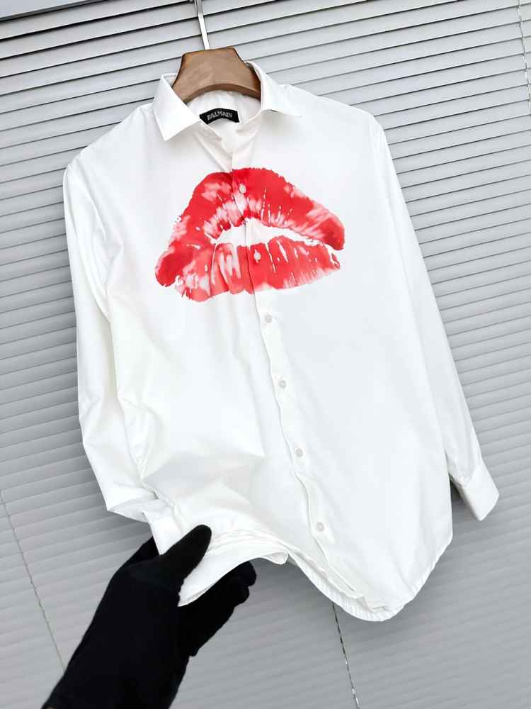 Balmain Embroidered White Premium Cotton Shirt-thumb-1