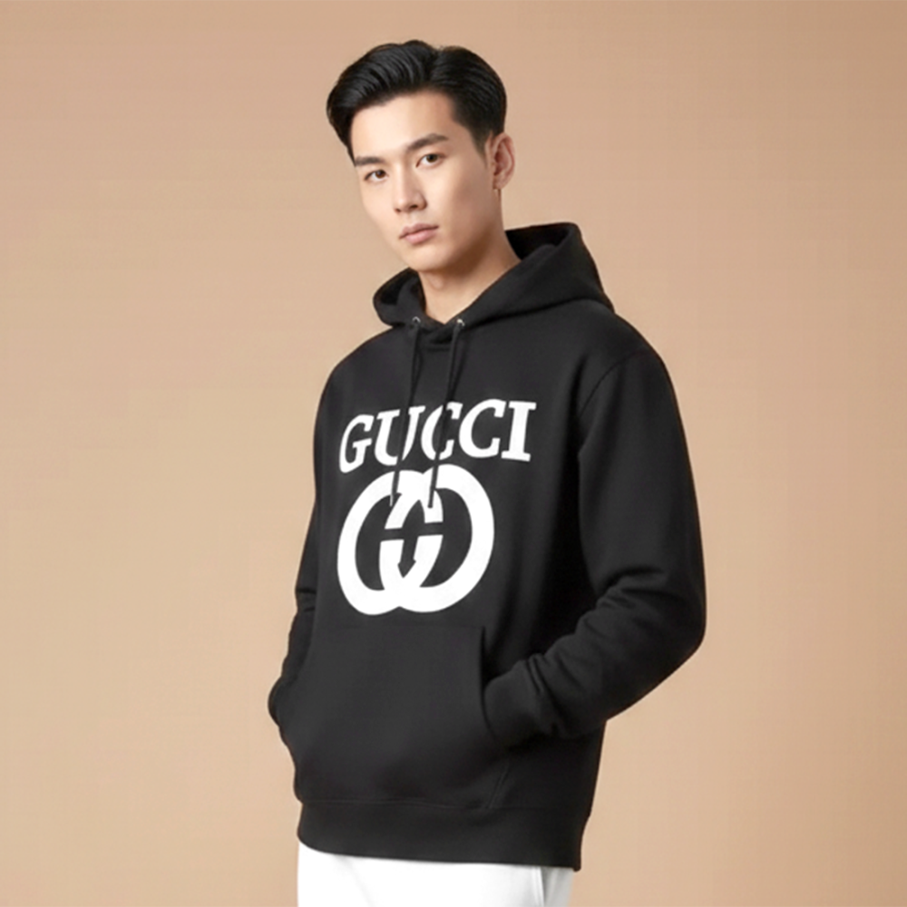 Gucci Black Embroidery Logo Premium Quality Hoodie-thumb-0