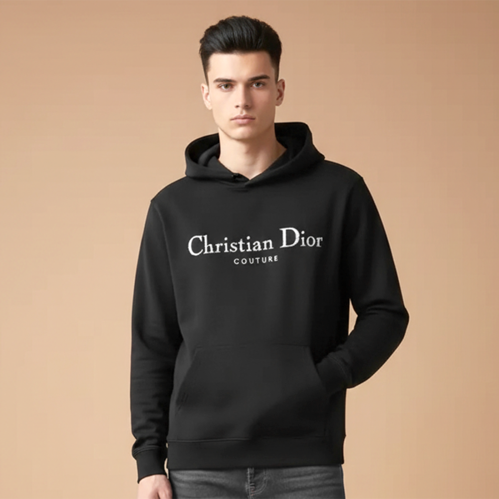 Christian Dior Black Embroidery Logo Premium Quality Hoodie-thumb-0
