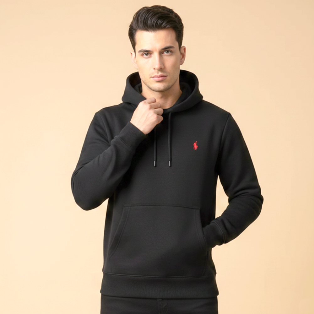 Ralph Lauren Black Embroidery Logo Hoodie-thumb-0