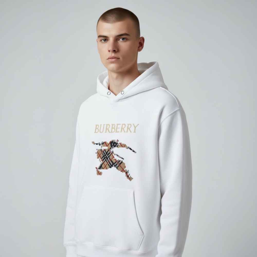 Burberry White Premium Quality Hoodie-thumb-0