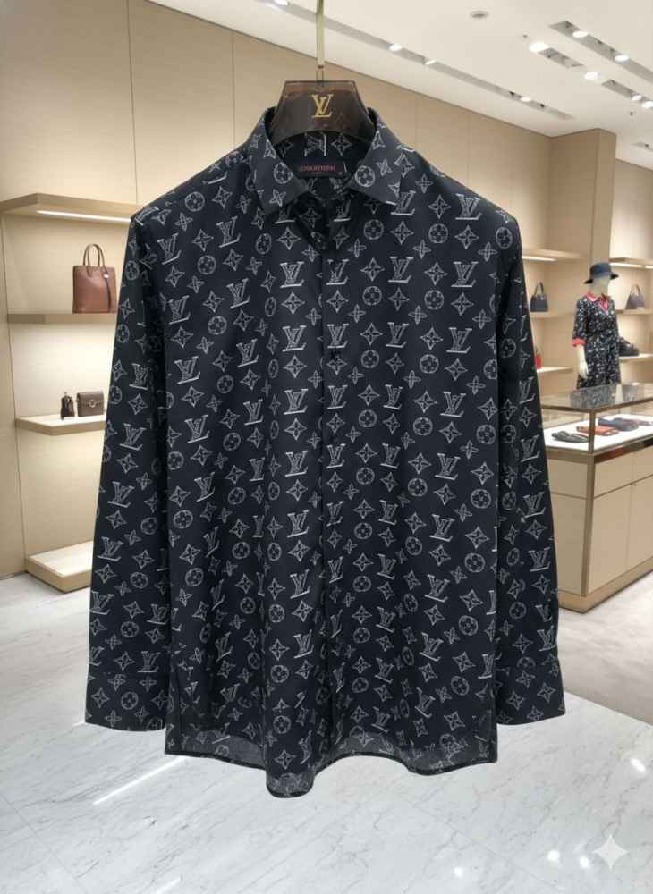 Louis Vuitton Monogram Black Premium Cotton Shirt-3