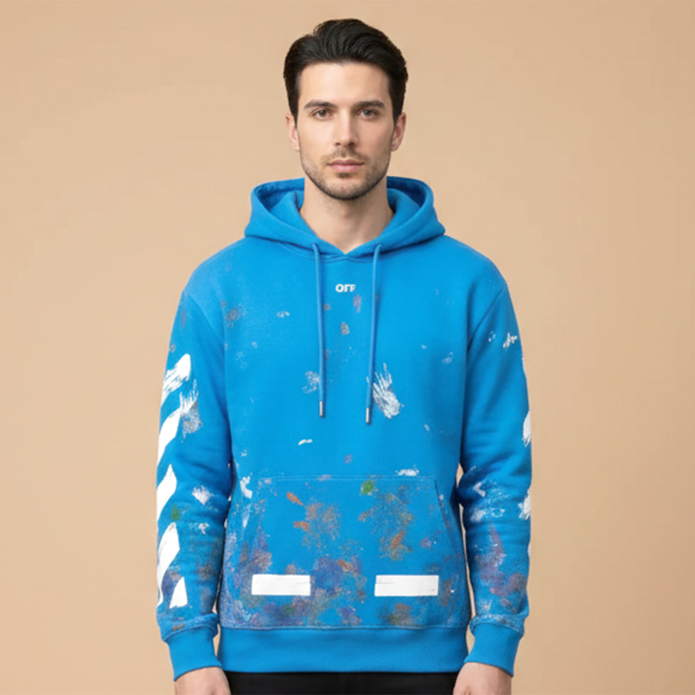 Off White Blue Premium Quality Hoodie-thumb-0