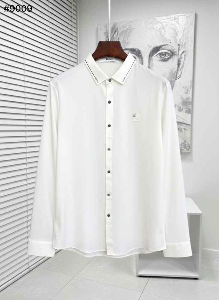 Loewe Embroidered White Premium Cotton Shirt-thumb-0